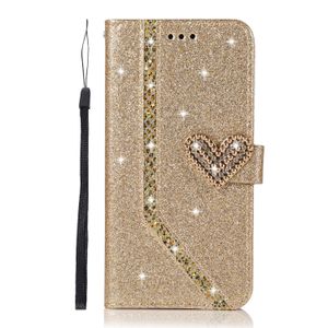 50pcs Bling Diamond Glitter Cuir Portefeuille Portefeuille pour Samsungs20 S21 FE S21 S22 Plus S23 Ultra Note 8 9 10 Plus S8 S8 S9 S10 plus A20 A20 A71 Huawei Téléphone Boîtier du support de téléphone