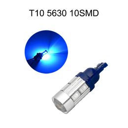 50 stks Blauw T10 12V W5W 5630 10SMD WEDGE LED-autolampen voor 192 168 194 2825 Opruimingslampen Kentekenverlichting