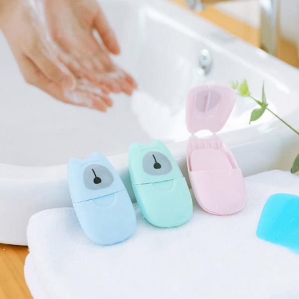 50 pièces/boîte feuille de savon désinfectante extérieur Portable lavage main savon papier hygiène personnelle savon aromathérapie comprimés