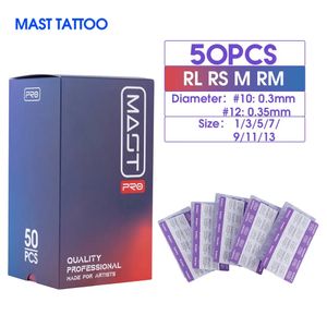 50 stks/doos Gemengde Grootte RL/RS/RM/M Gesteriliseerde Mast Tattoo PRO Cartridge Naalden Permanente voor Tattoo Machine Supply 0.3mm/0.35mm 240102