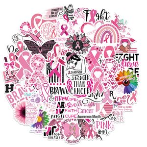 50 stks Borstkanker Awareness Stickers Pink Ribbon Graffiti Kinderen speelgoed Skateboard auto Motorfiets fietsstickerstickers Groothandel