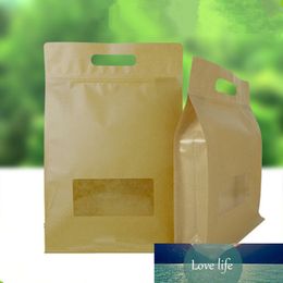 Emballage alimentaire en papier Kraft brun, 50 pièces, sac à fermeture éclair, gousset latéral debout, sac à fenêtre à fermeture éclair, café thé Fruits secs