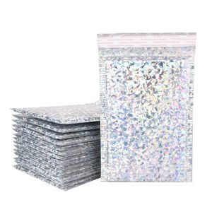 50pcs Bubble Mailers Laser Silver Mailing Envelope Bag Lined Poly Mailer Self Seal Aluminizer Mailers Bubble Envelopes Bag