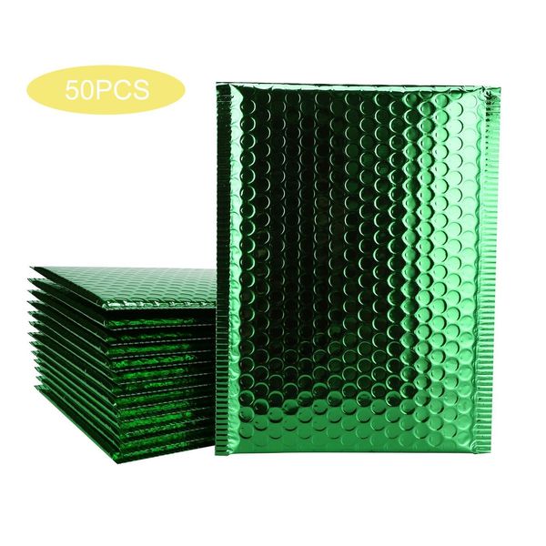 50pcs bulle Mailers enveloppes rembourrées auto-joint aluminiseur doublé Poly Mailer sac d'expédition vert bulle Mailers Poly Mailer