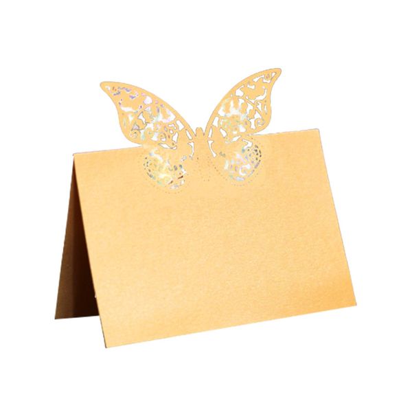 50pcs Butterfly Laser Cut Nom Table CARTES PLACES NOM LACE MESSAGE CARTAGE CARDE CE SIÈGE ANNIVERSAIRE ANNIVERSAIR