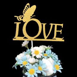 50 stks Butterfly Love Cupcake Cake Toppers Vlag voor Bruiloft Party Aiversary Verjaardag Baby Douche Decoraties Benodigdheden