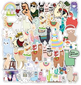 50 STUKS Cartoon Alpaca Persoonlijkheid Leuke Stickers Pack Voor Skateboard Telefoon Case Diy Fiets Water Cup Waterdichte Auto Sticker Whole5648709