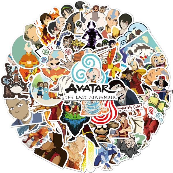 50 Uds. De pegatinas de dibujos animados de Avatar The Last Airbender para ordenador portátil, equipaje, teléfono, monopatín, fruta, pegatina impermeable, juguetes de pegatinas