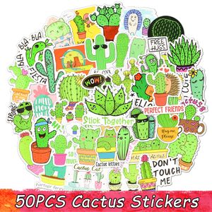 Autocollants Cactus dessin animé pour enfants, 50 pièces, bricolage, ordinateur portable, voiture, vélo, guitare, bagages de voyage, imperméable, Cool, mignon, paquet, jouet pour enfant