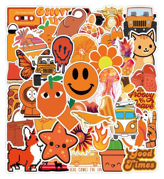 50 pièces dessin animé chat chien fruits animaux mélange mignon Graffiti autocollants Pack orange décalcomanies pour ordinateur portable ordinateur portable voiture bricolage téléphone enfants jouets 7406526