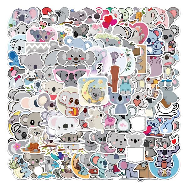 50 pièces dessin animé mignon Koala ours autocollant animal Graffiti enfants jouet planche à roulettes voiture moto vélo autocollant décalcomanies en gros