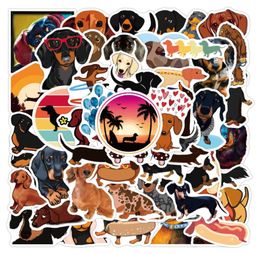 50 piezas de dibujos animados Dachshund perro animales lindos pegatinas de graffiti para botella de agua portátil caja de teléfono Kawaii Diy juguetes para niños portátil Luggag9191129