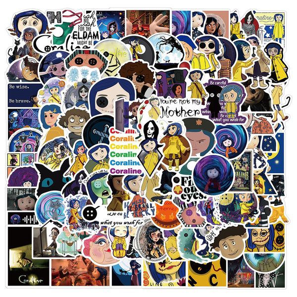 50 pcs dessin animé Film Coraline Le Secret Porte Autocollant Graffiti Enfants Jouet Planche À Roulettes Téléphone Ordinateur Portable Bagages Autocollant