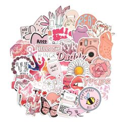 50pcs Cartoon Pink Ins Style VSCO Girl Stickers pour ordinateur portable Moto Skateboard Luggage Refrigerator Notebook Autocollant Toy Sticker7137541