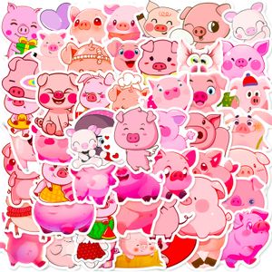50 pegatinas de dibujos animados de cerdo rosa no aleatorias para coche, bicicleta, equipaje, portátil, monopatín, motor, botella de agua, snowboard, pegatinas de pared, regalos para niños