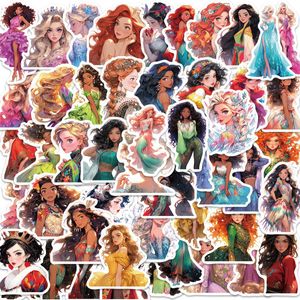 50 pièces dessin animé princesse autocollants filles modernes Graffiti autocollant drôle jeu de rôle dessin animé décor décalcomanies pour ordinateur portable guitare planche à roulettes bagages