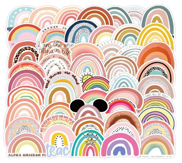 50pcs Cartoon Rainbow Landscape Cute Autocollants Pack for Kids Water Bottle Secsbook Notebook kawaii Toys Toys Hotage Téléphone Baby Sc9806561