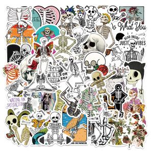 50 stcs cartoon skelet bloemstickers fysiologie stickers kunst schedel graffiti sticker voor doe -het -zelf bagage laptop