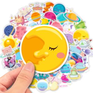 50pcs dessin animé univers planète autocollants non aléatoires pour voiture vélo bagages autocollant ordinateur portable planche à roulettes moteur bouteille d'eau snowboard stickers muraux enfants cadeaux