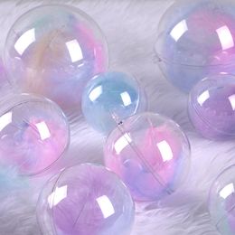 50 Uds bola de Navidad 8 CM de diámetro bolas colgantes de plástico transparente dulces de boda regalos favores suministros de embalaje