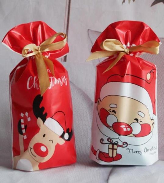 50pcs Christmas Candy Sacs Cartoon Imprimé DrawString Pocket Gift Treat Bag Favor 5 Pattern65567286837456