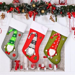 50 stks Kerstversiering Gebreide Rudolph Stocking Kinderen Holiday Gift Candy Snacks Verpakking Tas Home Winkelcentrum Decoratie