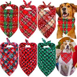 50pcs Noël chien Bandana chiot accessoires coton animal chat Bandanas écharpe chiens accessoires pour petits produits de toilettage 240113