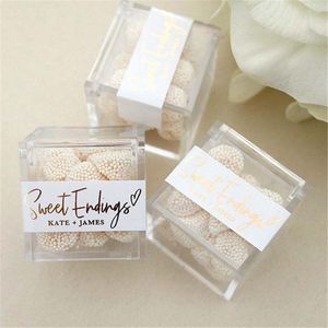 50 pièces boîte en acrylique transparent faveurs cadeaux de fête 6 cm x 6 cm x 6 cm porte-bonbons au chocolat événement d'anniversaire paquet de bonbons conteneur fournitures d'emballage de cuisson