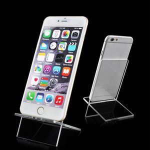 50 stks Clear Acrylic Mobile Mobiele Telefoon Display Stand Houder Rekken Universele Stand Telefoon voor Samsung Telefoon X 11 12 Promax