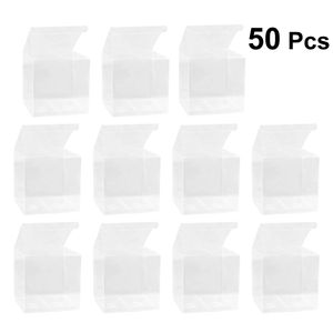 50pcs boîtes en plastique transparent pour cadeaux boîte d'emballage en PVC emballage cadeau boîte de bonbons transparente boîtes-cadeaux de mariage faveurs de fête de mariage 240304