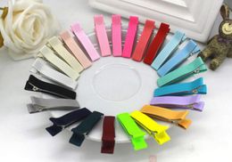 50 stks Volledig Cover Grossgrain Lint Lined Double Prong Alligator Clip Tanden Haarklemmen Metalen Barrettes DIY Bows Haaraccessoires FJ3201