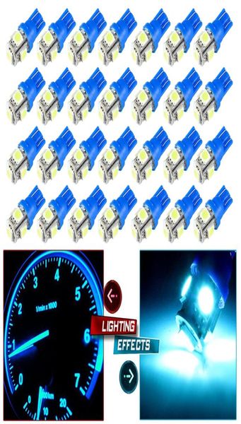 Ampoule LED Cool Ice Blue T10 194 168 2825 W5W 5050 5SMD, dégagement de lumière intérieure de voiture, cale de coffre, ampoule de tableau de bord, plaque d'immatriculation, 50 pièces, 9966458