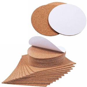 50 pcs Artisanat Fournitures Ménagers Liège Coaster Mini Conseil Table Décor DIY Carrés Réutilisables Rond Auto-Adhésif Boisson Pad Tasse Tapis 220627