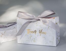 50 -stcs Creative Gray Marble Gift Bag Box voor feest Baby shower Paper chocolade dozen Pakket bruiloft gunsten Candy Boxes2099123