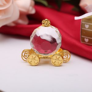 50pcs Golden Wedding Favors Crystal Cendrillon Pumpkin Coach in Gift Box Baby Shower Party Giveaway