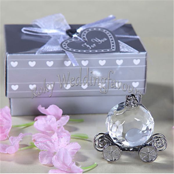 Livraison Gratuite 50 PCS Cristal Faveurs De Mariage Cendrillon Citrouille Entraîneur Événements Cadeaux Thème De Conte De Fées Baby Shower Idées D'anniversaire Crystal Carriage