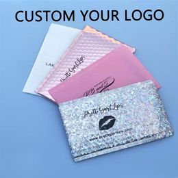 50 -stcs Aangepaste bubble mailer Gevotte mailer met bedrukte tas voor sieraden Postal Mailer voor make -up kledingpakket 240322