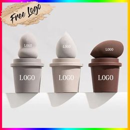 50pcs Logo personnalisé Beauty Egg Cosmetic Blender Personnalisez maquillage Sponge Latex Private Latex Free Coffee Tup Makeup Sponge Blender