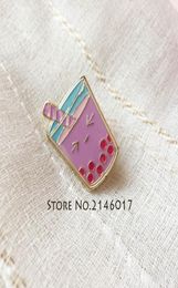 50 pcs broche personnalisée broche fraise bulle thé Badge mignon Kawaii nourriture boisson rose Boba lait thé CuTea doux émail épinglette1747484798