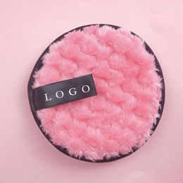 50 stuks aangepaste roze microfiber make-up remover pads ronde wasbare katoenen doekjes schoonmaakdoekje poederdons make-up gum 240319