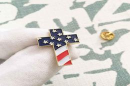 50 Uds. De alfileres personalizados, joyería religiosa patriótica estadounidense, broche de alfiler de solapa esmaltado, insignia cristiana con bandera de EE. UU. 72705845797955