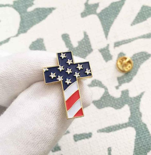 50pcs épingles personnalisées bijoux religieux patriotiques américains américains épinglette en émail broche broche chrétienne insigne avec drapeau américain 72705844987771