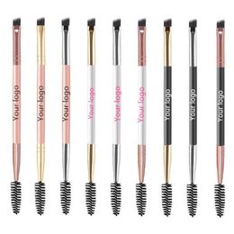 50Pcs Custom Single Eye Makeup Brush Spoolie Eyebrow Brush Pencil Thin Angled Double-headed Portable Beginner Tools Private 240511