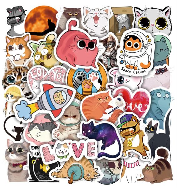 50 pièces mignon Animal chat autocollants esthétique kitty bricolage téléphone ordinateur portable guitare Scrapbooking journal dessin animé autocollant autocollant pour enfant Toy8769271