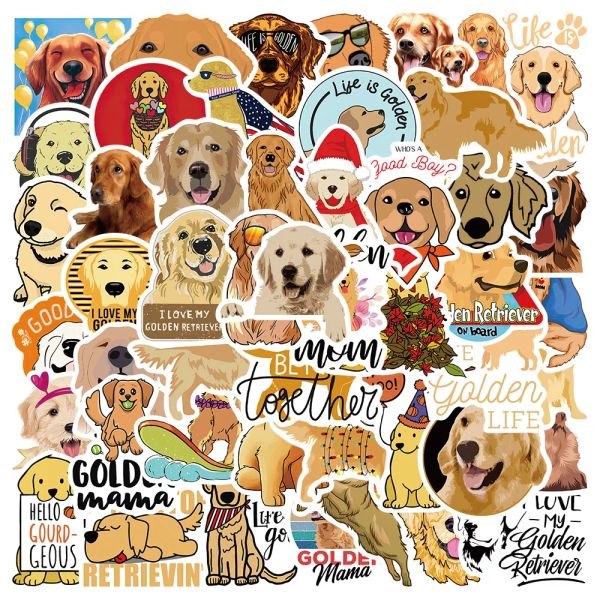 50pcs Cartoon Cartoon Golden Retriever Animaux Autocollants pour chiens pour ordinateur portable Guitare Vinyle Vinyle Sécrat de téléphone Graffiti 0417