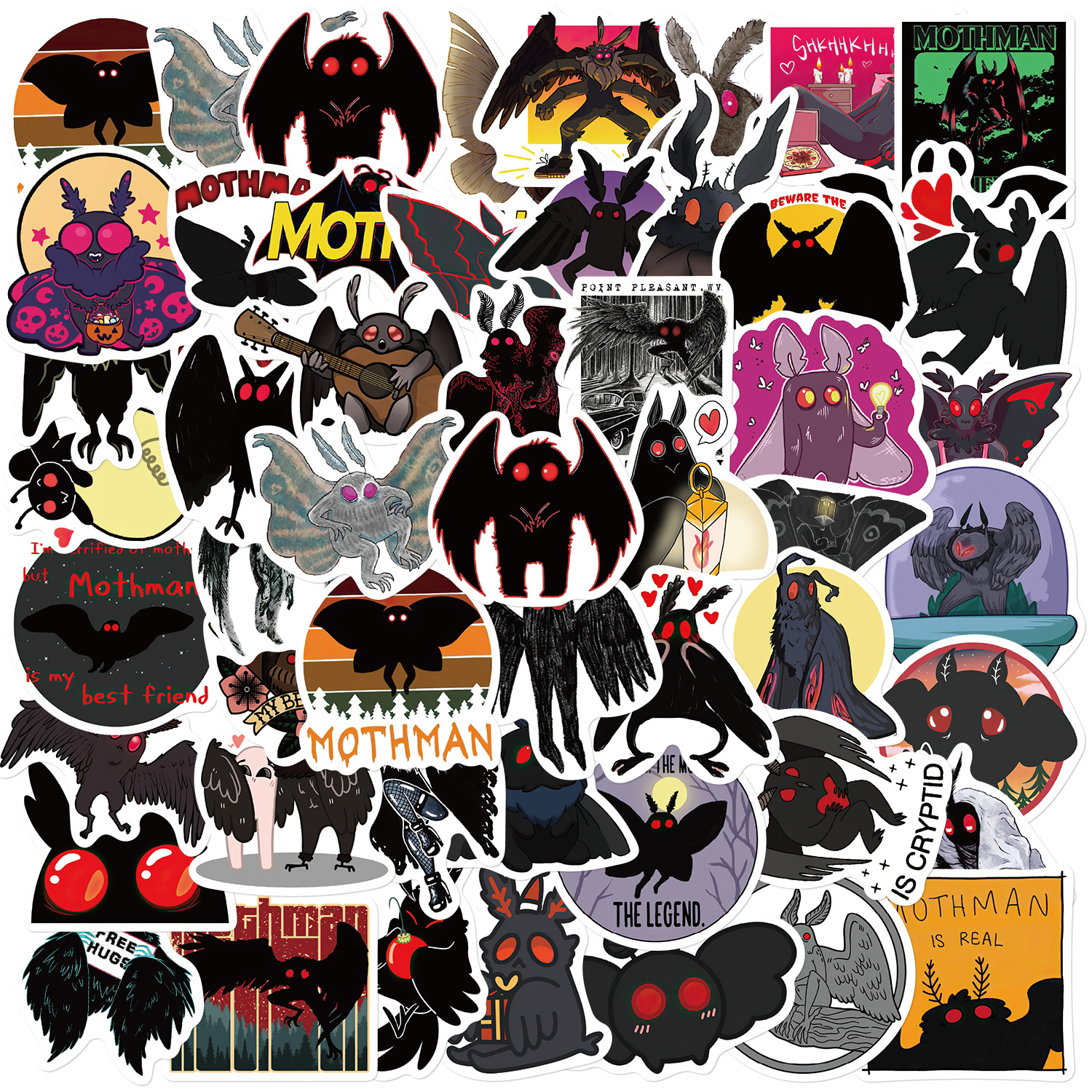 50pcs Cute Cartoon Mothman Stickers Graffiti Sticker for Laptop Motorcycle Luagage Decal Guitar Stickers wholesalers