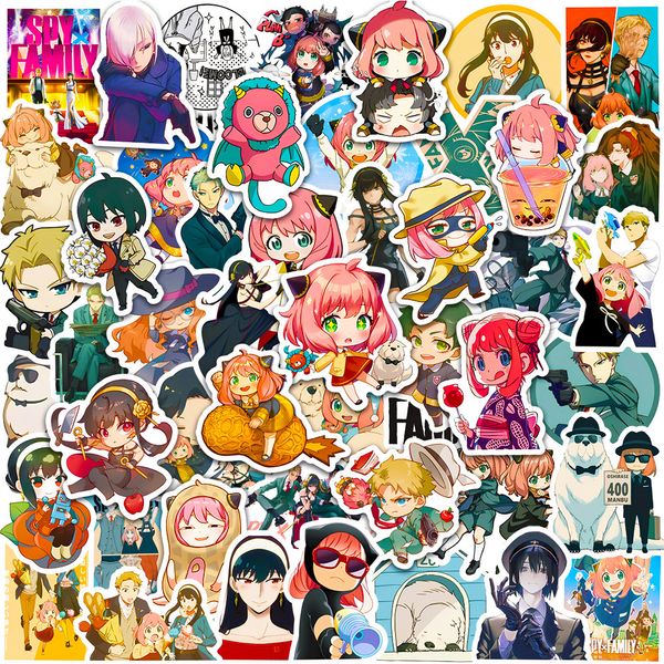 50 Uds. Pegatinas de Anime de la familia Spy X de dibujos animados bonitos, monopatín, portátil, teléfono, equipaje, coche, pegatina impermeable fresca