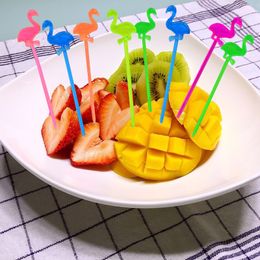 50pcs mignon flamanto fruits fourches en plastique cupcake desert bachelor bachelor hawaii plage de fête