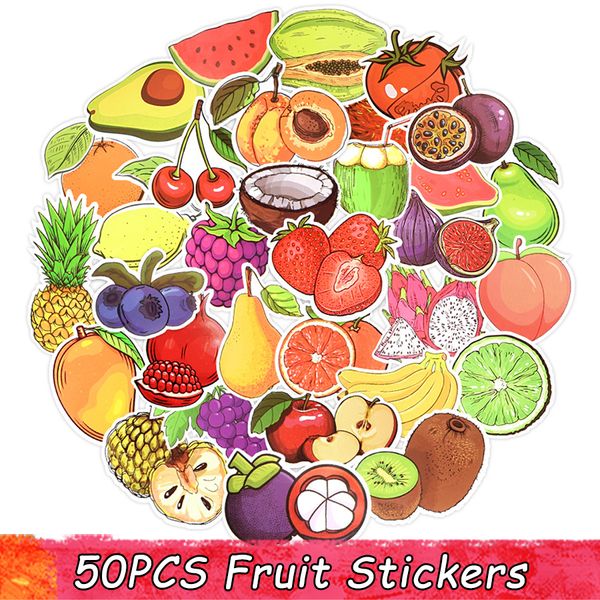 Pegatinas de dibujos animados de frutas bonitas, 50 Uds., teléfono DIY, portátil, equipaje de viaje, nevera, coche, bicicleta, guitarra, pegatina impermeable, juguete para niños