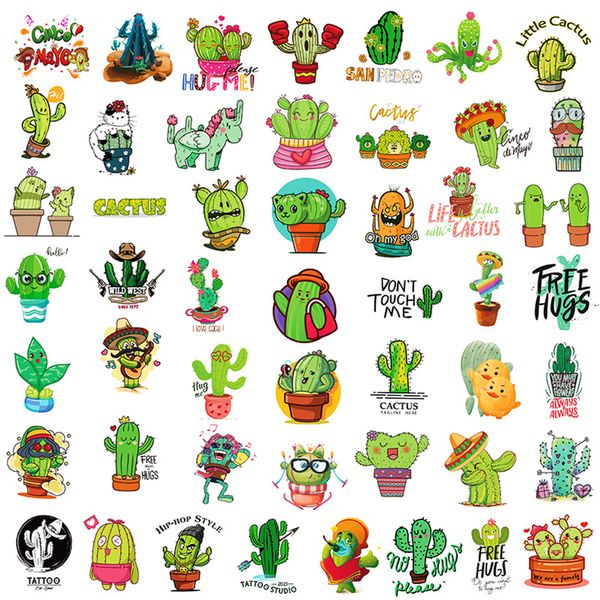 50 pièces mignon drôle Cactus autocollants Non aléatoire pour voiture vélo bagages autocollant ordinateur portable Skateboard moteur bouteille d'eau Snowboard stickers muraux enfants cadeaux